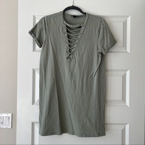 Lace up tshirt dress